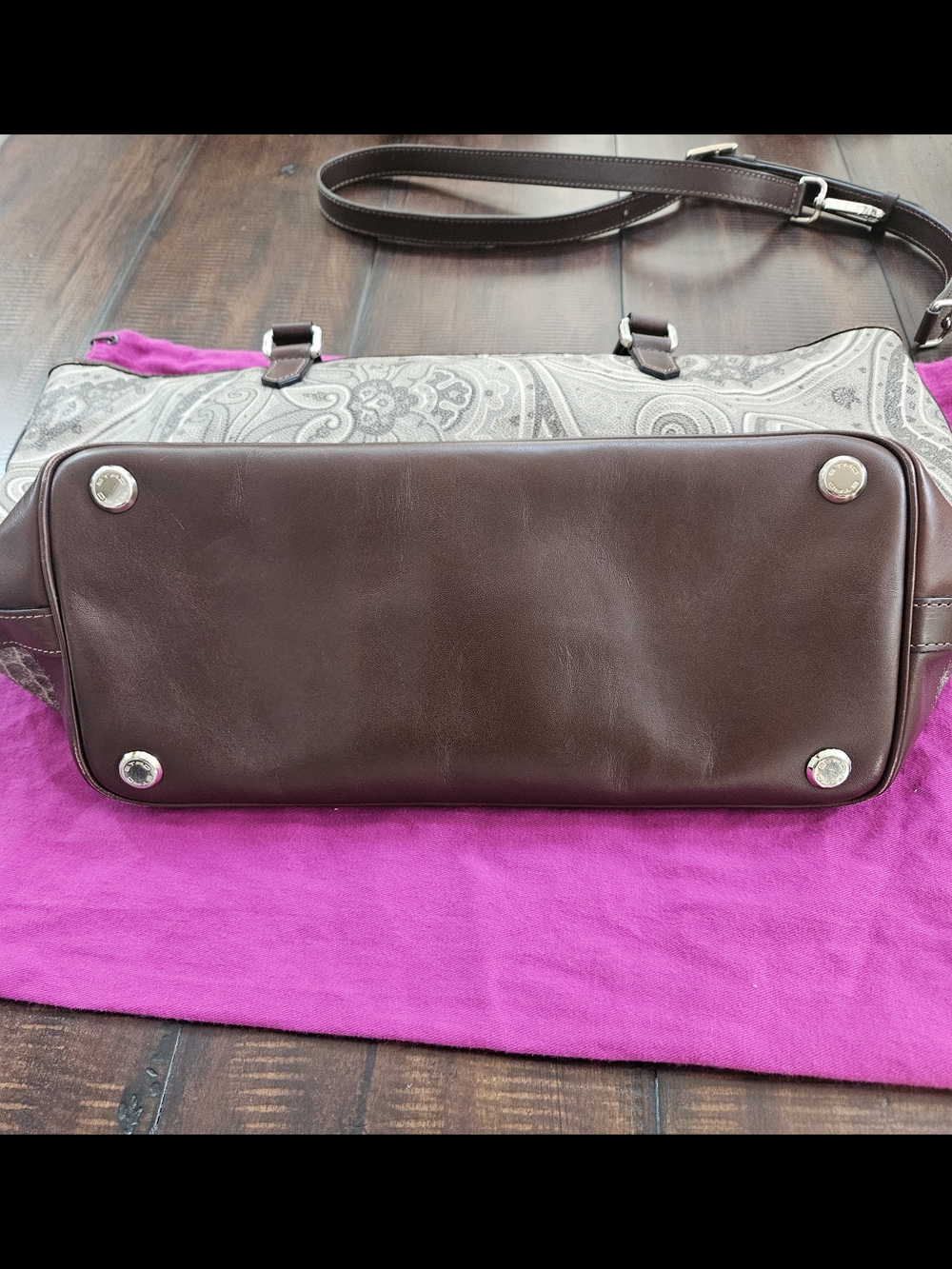 ETRO Milano Paisley Canvas & Leather Tote in Brown - Picture 7 of 10